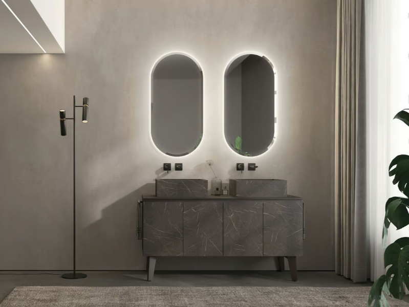 FREEDOM FL02 - Double HPL vanity unit with mirror by LEGNOBAGNO