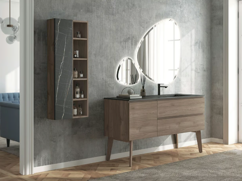 FREEDOM FL03 - Floor-standing HPL vanity unit with integrated washbasin by LEGNOBAGNO
