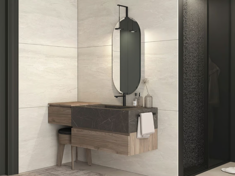 FREEDOM FL08 - Wall-mounted wooden vanity unit with mirror by LEGNOBAGNO