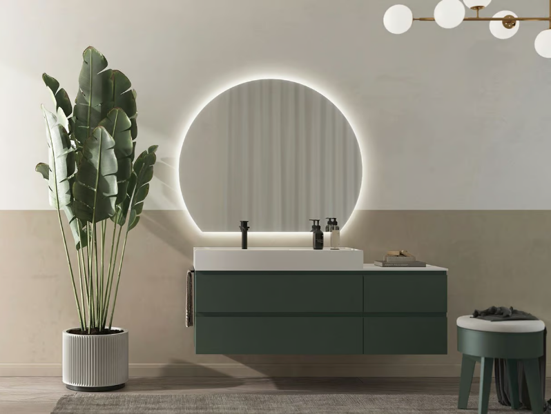 FREEDOM FL12 - Wall-mounted wooden vanity unit with mirror by LEGNOBAGNO