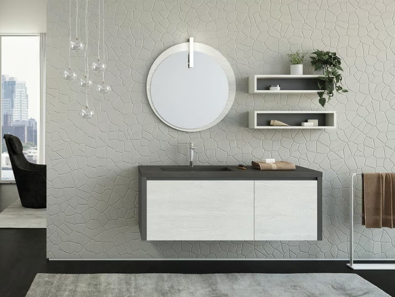 FREEDOM FL14 - Wall-mounted vanity unit with drawers with mirror by LEGNOBAGNO