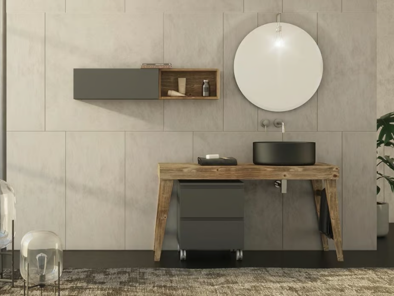FREEDOM FL21 - Floor-standing single fir vanity unit with towel rail by LEGNOBAGNO