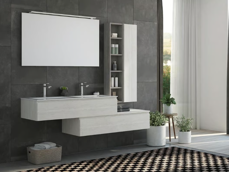 FREEDOM FL26 - Double wall-mounted HPL vanity unit with mirror by LEGNOBAGNO