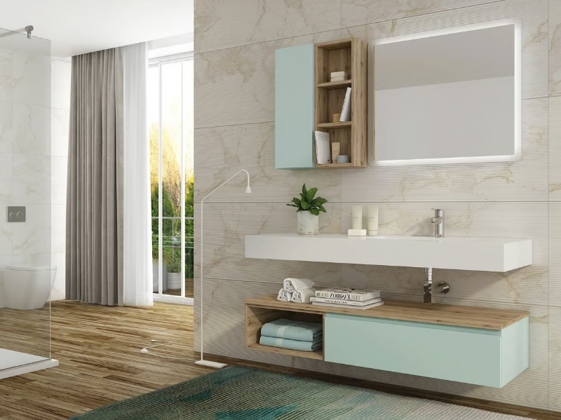 FREEDOM FL28 - Single wall-mounted HPL vanity unit with mirror by LEGNOBAGNO