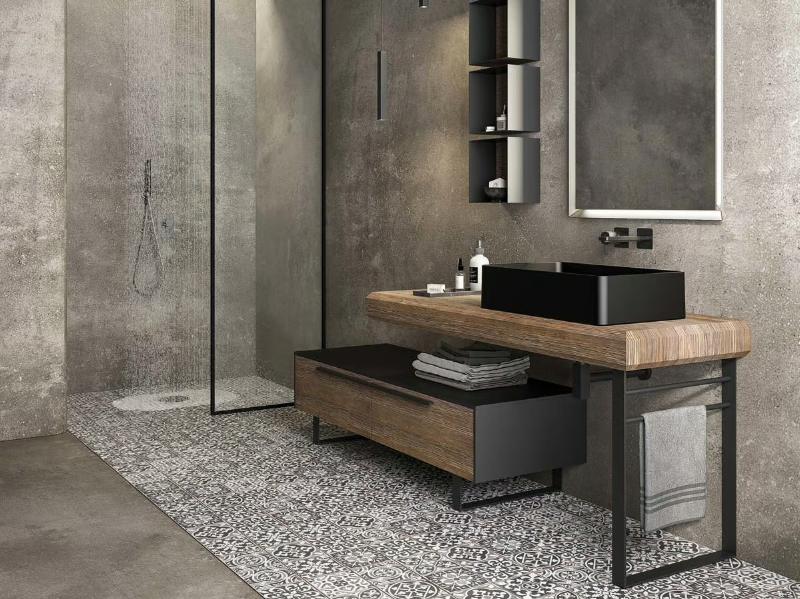 LIFE 08 - Floor-standing single vanity unit with mirror by LEGNOBAGNO