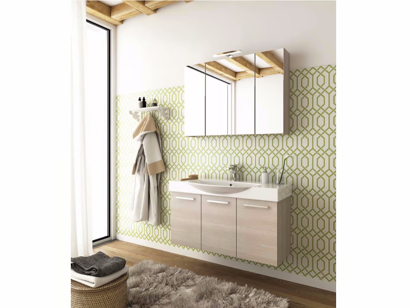 MANHATTAN M14 - Wall-mounted wooden vanity unit with doors by LEGNOBAGNO