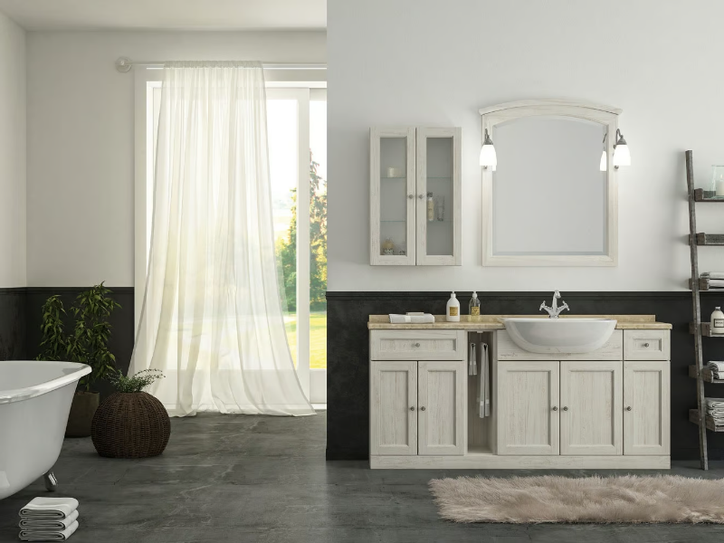 RETRÒ R210 - Floor-standing vanity unit with mirror by LEGNOBAGNO
