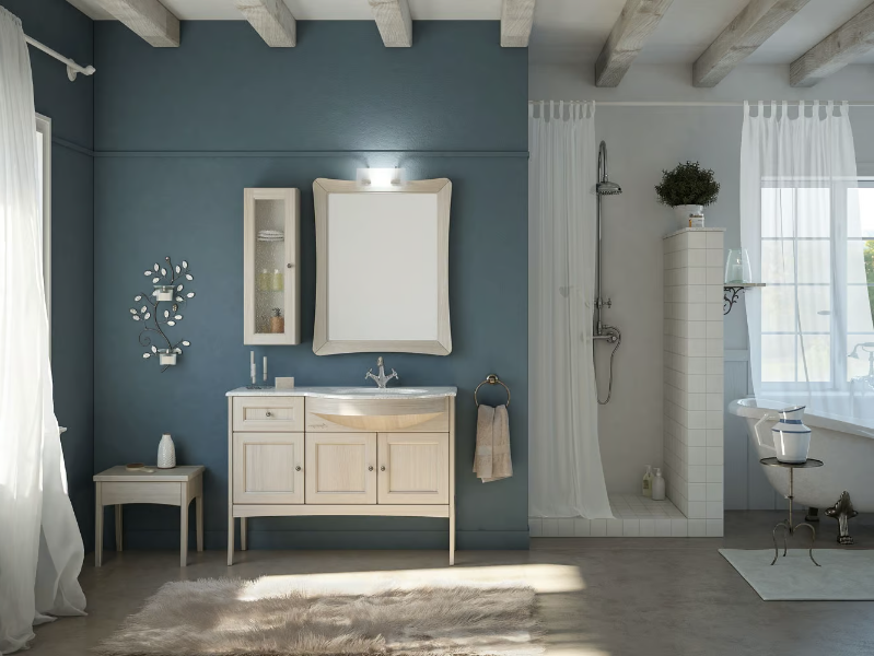 RETRÒ R216 - Floor-standing vanity unit with mirror by LEGNOBAGNO