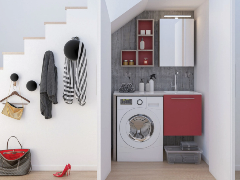 URBAN LAUNDRY 02 - Laundry room cabinet with hinged doors with sink by LEGNOBAGNO