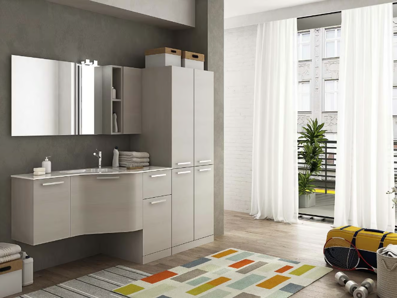URBAN LAUNDRY 09 - Laundry room cabinet with hinged doors with sink by LEGNOBAGNO