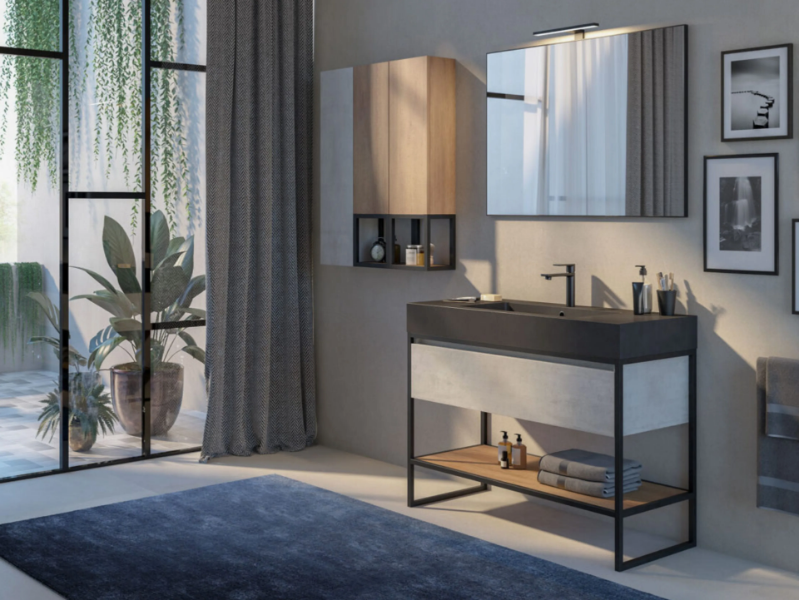 URBAN STRUTTURA 05 - Floor-standing oak vanity unit with drawers by LEGNOBAGNO