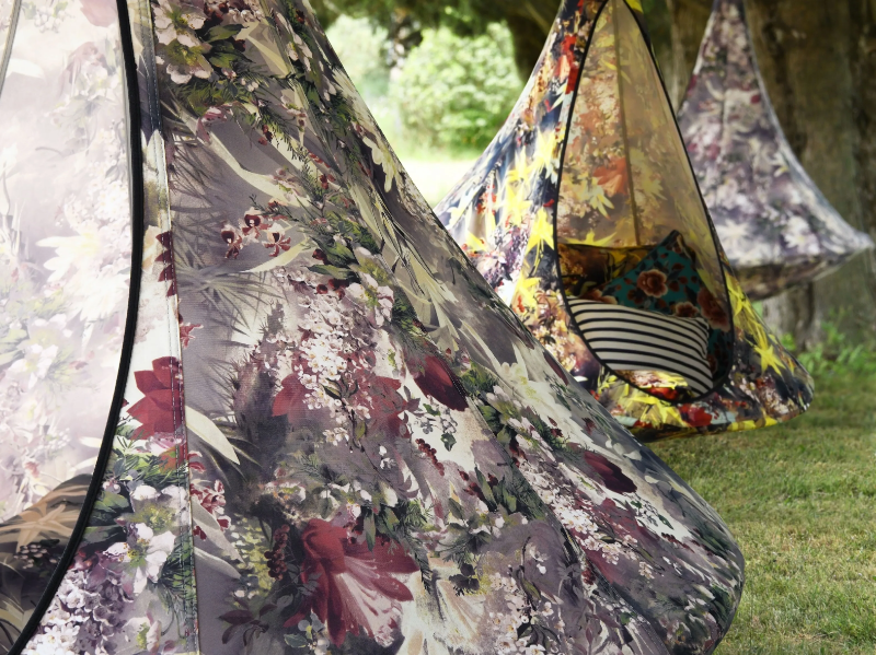 JEAN PAUL GAULTIER - FLOWER POWER - Outdoor polyester fabric with floral pattern by LELIEVRE