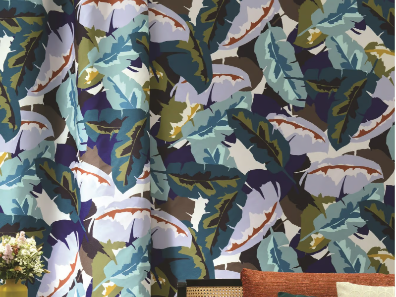 PALMA - Multi-colored polyester wall fabric for curtains by LELIEVRE