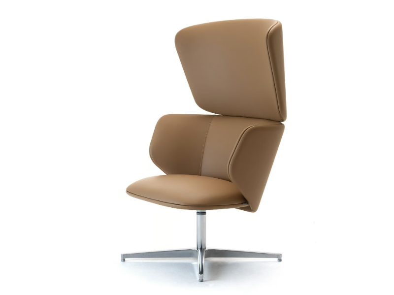 ALISÈ LOUNGE - Swivel leather lobby chair high-back by Leyform