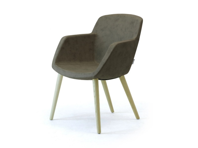 GAIA - Leather chair with armrests by Leyform