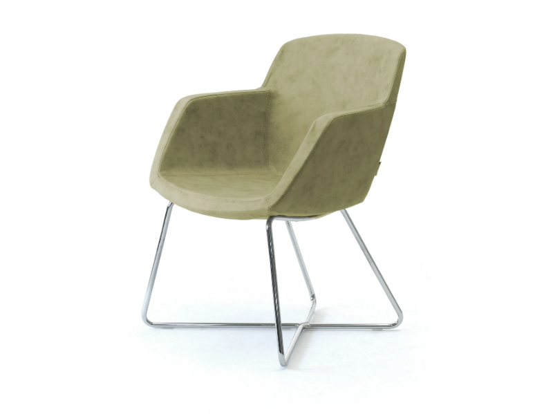 GAIA - Upholstered leather chair with armrests by Leyform