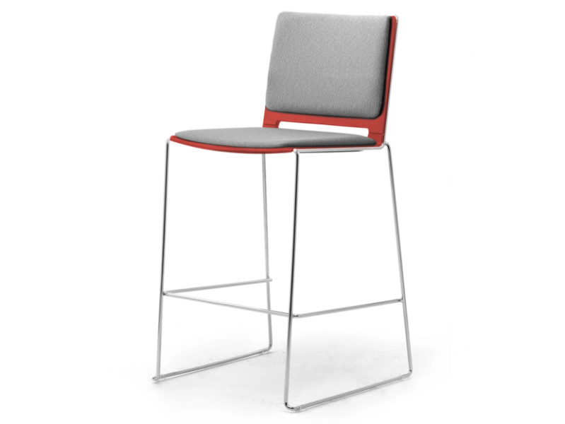 ILIKE - Chrome plated steel, fabric and polypropylene stool by Leyform