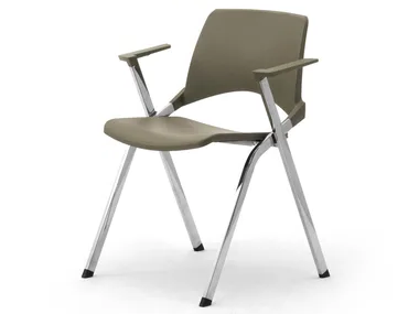 KEY OK - Chrome plated steel and polypropylene chair with armrests by Leyform