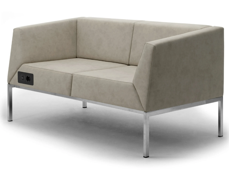 KOS - 2 seater fireproof leather sofa with USB socket by Leyform