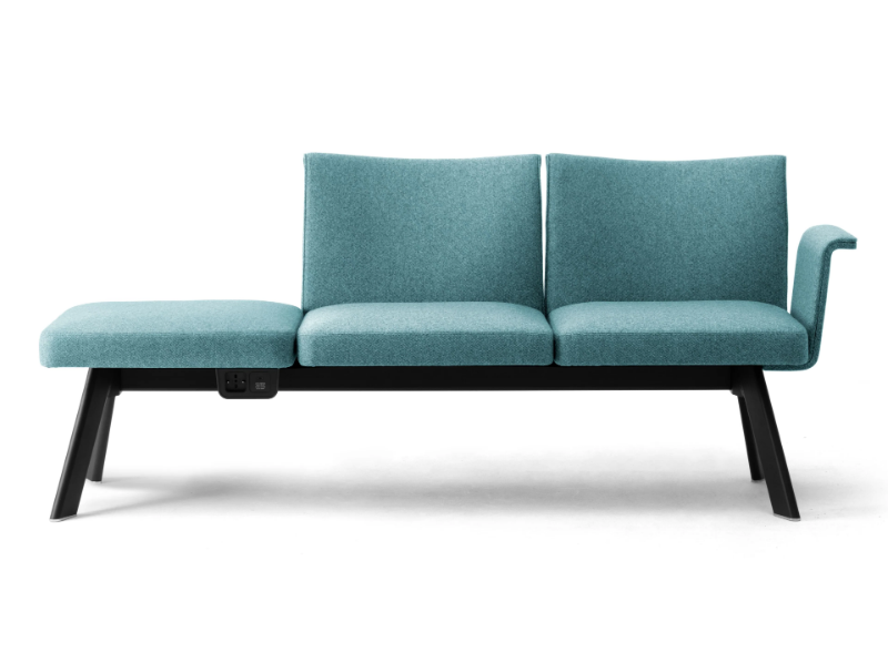 OLA - Modular fabric bench for contract with back by Leyform