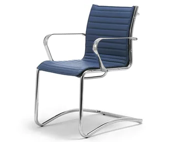 ORIGAMI IN - Cantilever leather chair with armrests by Leyform