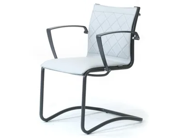 ORIGAMI LX - Cantilever leather chair with armrests by Leyform