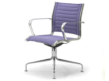 ORIGAMI TD - Swivel trestle-based fabric chair with armrests by Leyform