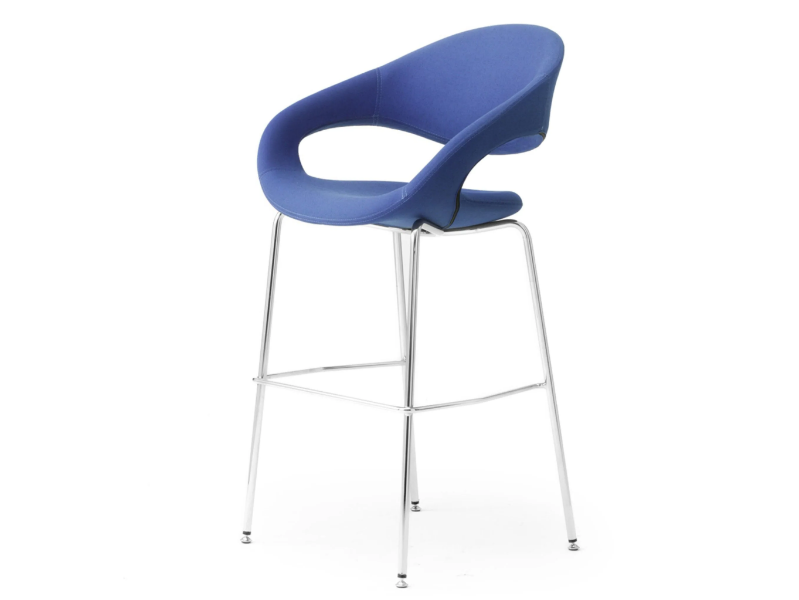 SAMBA - High steel and fabric stool with armrests by Leyform