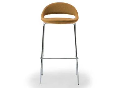 SAMBA - High steel and fabric stool with back by Leyform