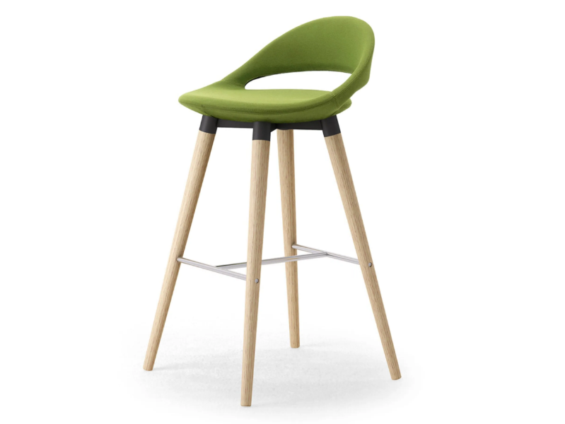 SAMBA - High wooden and fabric stool with back by Leyform