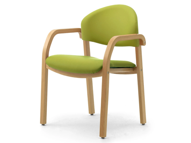 SOLEIL - Stackable laminated wood and fabric chair with armrests by Leyform