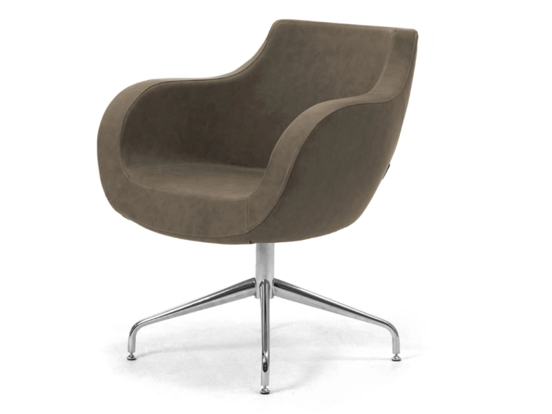 VICTORIA - Trestle-based leather easy chair with armrests by Leyform