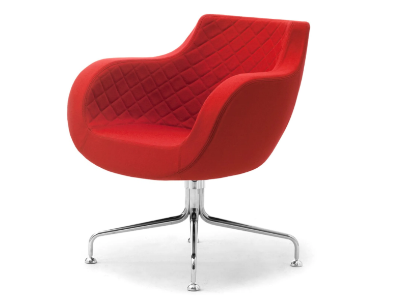 VICTORIA - Trestle-based wool easy chair with armrests by Leyform