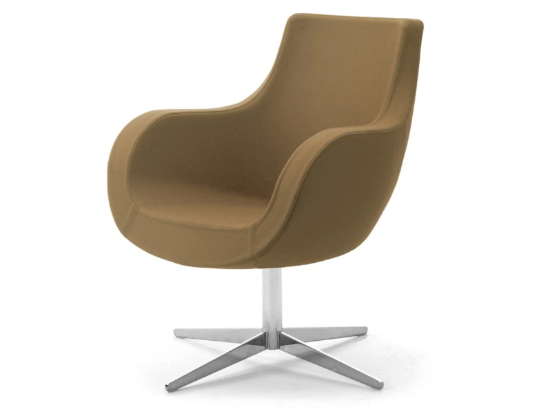 VICTORIA - With 4-spoke base wool easy chair with armrests by Leyform