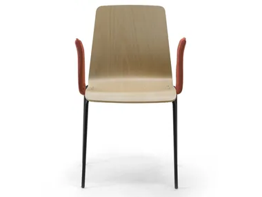 ZEROSEDICI WOOD - Multi-layer wood chair with armrests with linking device by Leyform