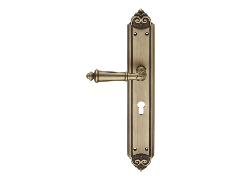 AIDA - Brass door handle on back plate by LINEA CALI'