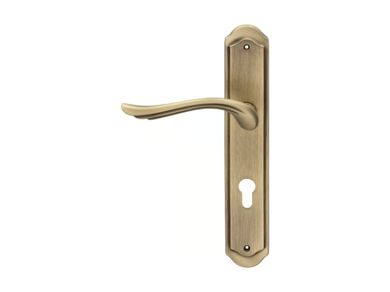 ARIA - Brass door handle on back plate by LINEA CALI'