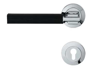 ELLE PELLE - Chromed brass door handle on rose with lock by LINEA CALI'