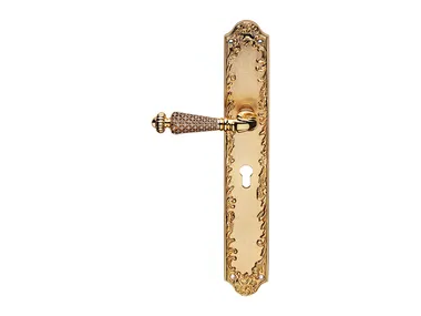 JEWEL - Brass door handle with Swarovski® Crystals on back plate by LINEA CALI'