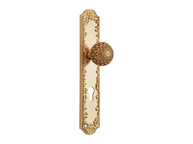 JEWEL - Brass door knob on back plate with Swarovski® Crystals by LINEA CALI'