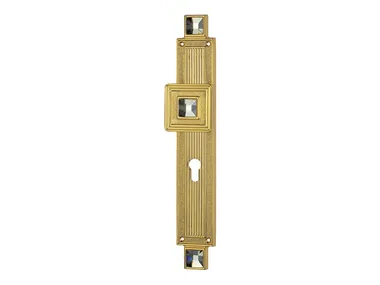OPERA CRYSTAL - Deco brass door knob with lock on back plate by LINEA CALI'