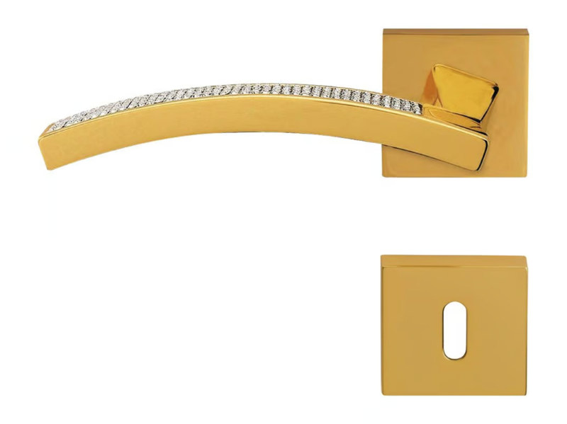 PROFILO MESH - Chromed brass door handle with Swarovski® Crystals with lock by LINEA CALI'