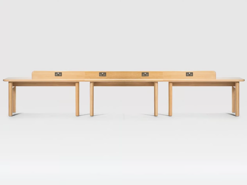 JASPER - Multiple solid wood office desk with electrical outlets by Liqui Contracts