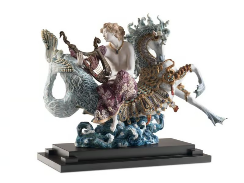 ARION ON A SEAHORSE - Porcelain decorative object by Lladró