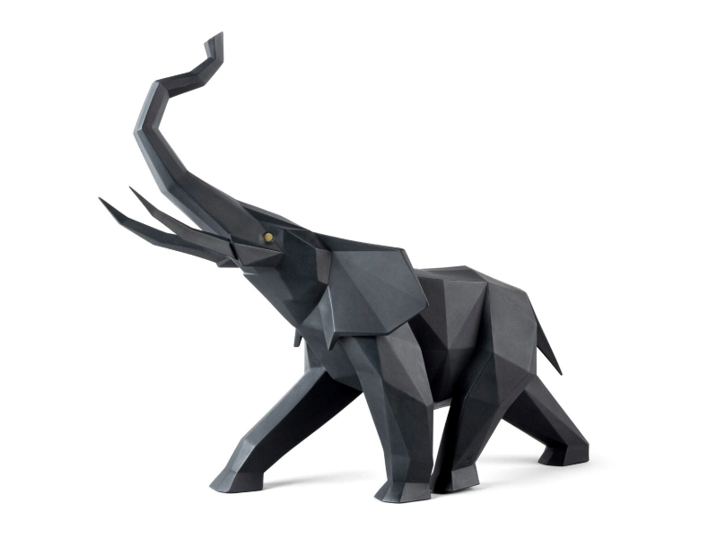 ELEFANTE (BLACK) - Porcelain decorative object by Lladró