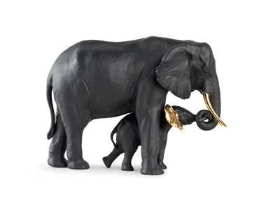 ELEPHANT (BLACK) - Porcelain decorative object by Lladró