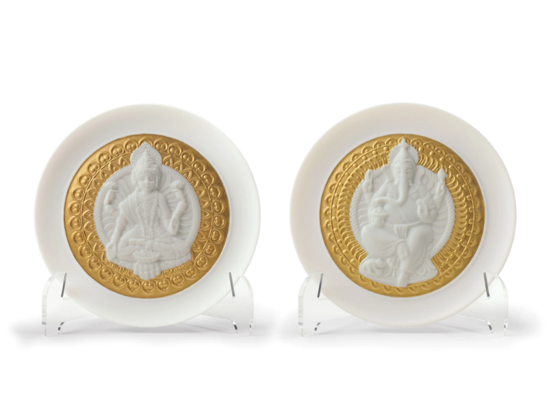 GODDES LAKSHMI AND LORD GANESHA - Porcelain decorative object by Lladró