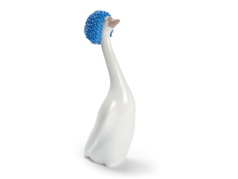 GOOSSIPING GOOSE BLUE - Porcelain decorative object by Lladró