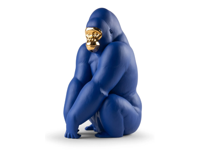 GORILLA - BLUE AND GOLD - Porcelain decorative object by Lladró