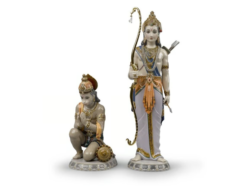 LAKSHMAN AND HANUMAN - Porcelain decorative object by Lladró